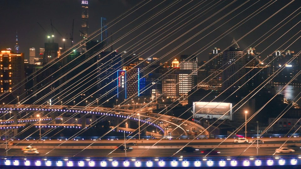南浦大桥夜景航拍